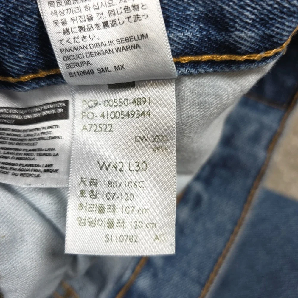 Levi's 550 Straight Jeans Mens‎ 42x30 Blue Denim Stone Wash Relaxed Fit Baggy